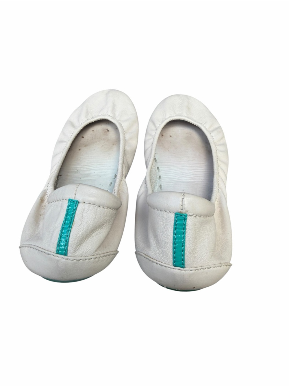 Tieks off White Leather Ballet Flats with Teal bottom size 7 - Picture 3 of 5